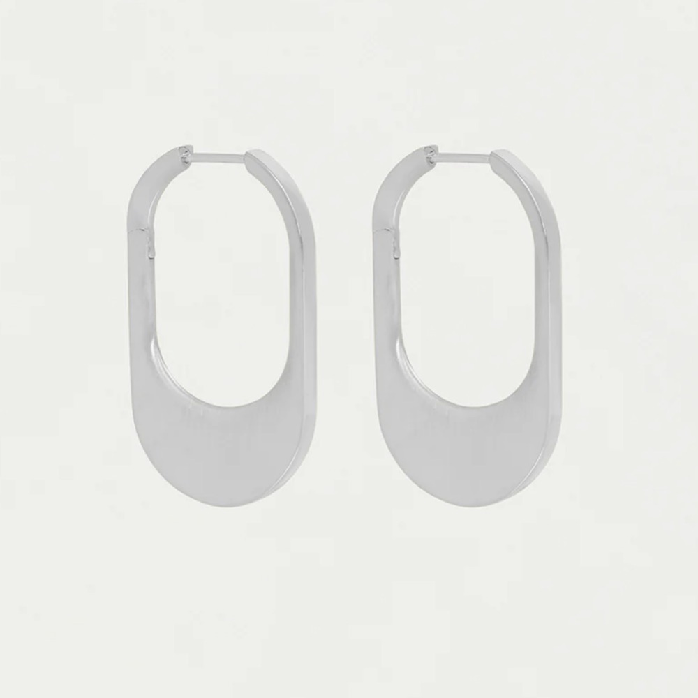 New! Dean Davidson Crosby Hinged Statement Hoops Brushed Silver Earrings - Picture 5 of 6